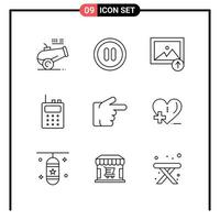 conjunto de 9 iconos de estilo de línea para web y símbolos de esquema móvil para signos de icono de línea de impresión aislados en fondo blanco 9 conjunto de iconos fondo de vector de icono negro creativo