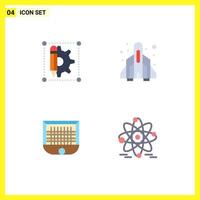 4 Universal Flat Icon Signs Symbols of creative gate pen game net Editable Vector Design Elements