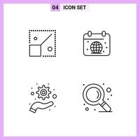 4 Icons in Line Style Outline Symbols on White Background Creative Vector Signs for Web mobile and Print Creative Black Icon vector background