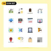 Set of 16 Modern UI Icons Symbols Signs for power electricity microphone headset headphone Editable Pack of Creative Vector Design Elements