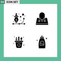 4 Creative Icons Modern Signs and Symbols of creative arts pen fashion craft Editable Vector Design Elements