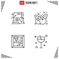 4 Icons Line Style Grid Based Creative Outline Symbols for Website Design Simple Line Icon Signs Isolated on White Background 4 Icon Set Creative Black Icon vector background