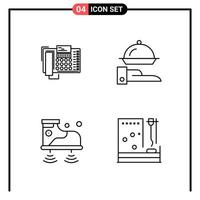 Set of 4 Line Style Icons for web and mobile Outline Symbols for print Line Icon Signs Isolated on White Background 4 Icon Set Creative Black Icon vector background