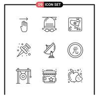 Set of 9 Line Style Icons for web and mobile Outline Symbols for print Line Icon Signs Isolated on White Background 9 Icon Set Creative Black Icon vector background