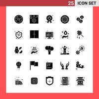 25 Icon Pack Solid Style Glyph Symbols on White Background Simple Signs for general designing Creative Black Icon vector background