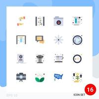 16 User Interface Flat Color Pack of modern Signs and Symbols of competition print math paper document Editable Pack of Creative Vector Design Elements