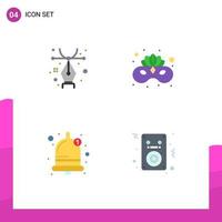 4 concepto de icono plano para sitios web móviles y aplicaciones diseño sonido carnaval cara máscara canciones elementos de diseño vectorial editables vector