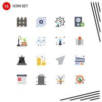 Pack of 16 creative Flat Colors of hardware devices web computers man Editable Pack of Creative Vector Design Elements