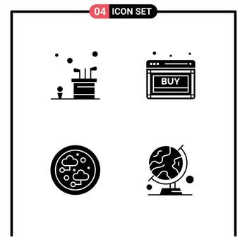 4 Thematic Vector Solid Glyphs and Editable Symbols of bag web game discount internet Editable Vector Design Elements