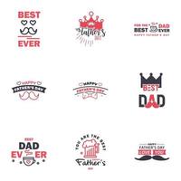 9 Black and Pink Happy Fathers Day Design Collection A set of twelve brown colored vintage style Fathers Day Designs on light background Editable Vector Design Elements