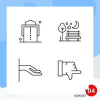 Modern Pack of 4 Icons Line Outline Symbols isolated on White Backgound for Website designing Creative Black Icon vector background