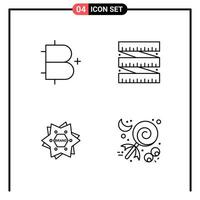 Set of 4 Line Style Icons for web and mobile Outline Symbols for print Line Icon Signs Isolated on White Background 4 Icon Set Creative Black Icon vector background