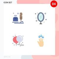 Pack of 4 creative Flat Icons of ink reflection letter image birthday Editable Vector Design Elements