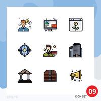 conjunto de 9 iconos modernos de la interfaz de usuario signos de símbolos para la gestión de anclas despliegue bancario inversión elementos de diseño vectorial editables vector