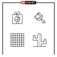 Set of 4 Line Style Icons for web and mobile Outline Symbols for print Line Icon Signs Isolated on White Background 4 Icon Set Creative Black Icon vector background