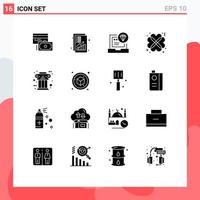 Modern Set of 16 Solid Glyphs Pictograph of date love revenue hearts coding Editable Vector Design Elements