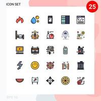 Universal Icon Symbols Group of 25 Modern Filled line Flat Colors of coding layout omega grid huawei Editable Vector Design Elements