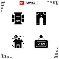 4 Icons Solid Style Grid Based Creative Glyph Symbols for Website Design Simple Solid Icon Signs Isolated on White Background 4 Icon Set Creative Black Icon vector background