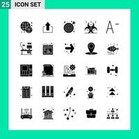 Pack of 25 Solid Style Icon Set Glyph Symbols for print Creative Signs Isolated on White Background 25 Icon Set Creative Black Icon vector background