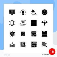 Modern Set of 16 Solid Glyphs and symbols such as power energy illumination ecology studio lights Editable Vector Design Elements