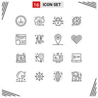 User Interface Pack of 16 Basic Outlines of setting code internet api time Editable Vector Design Elements