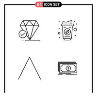 Set of 4 Line Style Icons for web and mobile Outline Symbols for print Line Icon Signs Isolated on White Background 4 Icon Set Creative Black Icon vector background