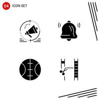 Collection of 4 Vector Icons in solid style Pixle Perfect Glyph Symbols for Web and Mobile Solid Icon Signs on White Background 4 Icons Creative Black Icon vector background