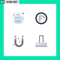 4 Thematic Vector Flat Icons and Editable Symbols of breakfast education hot forecast science Editable Vector Design Elements