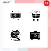 Set of 4 Modern UI Icons Symbols Signs for arrows graph analysis cart iot search stats Editable Vector Design Elements