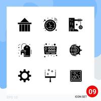 Mobile Interface Solid Glyph Set of 9 Pictograms of joystick real estate watch discount swing Editable Vector Design Elements