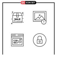 Set of 4 Line Style Icons for web and mobile Outline Symbols for print Line Icon Signs Isolated on White Background 4 Icon Set Creative Black Icon vector background