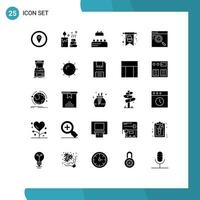 Pictogram Set of 25 Simple Solid Glyphs of arcade search constructor internet egg Editable Vector Design Elements