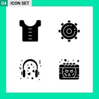 Pack of 4 Solid Style Icon Set Glyph Symbols for print Creative Signs Isolated on White Background 4 Icon Set Creative Black Icon vector background