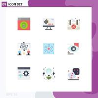 Flat Color Pack of 9 Universal Symbols of compter atom board man physics Editable Vector Design Elements