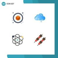 Mobile Interface Flat Icon Set of 4 Pictograms of box genetic cloud data barbeque Editable Vector Design Elements