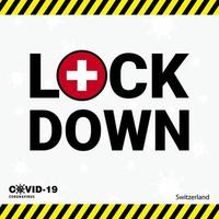 tipografía de bloqueo de suiza de coronavirus con bandera de país diseño de bloqueo de pandemia de coronavirus vector