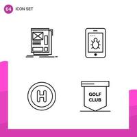 Outline Icon set Pack of 4 Line Icons isolated on White Background for responsive Website Design Print and Mobile Applications Creative Black Icon vector background