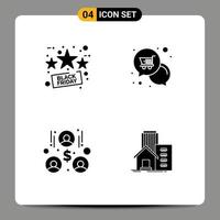 4 Creative Icons Modern Signs and Symbols of discount building sale offer team work Editable Vector Design Elements