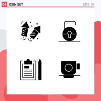 Group of Solid Glyphs Signs and Symbols for firework document fire protect notepad Editable Vector Design Elements