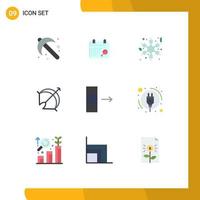 User Interface Pack of 9 Basic Flat Colors of export column snow sport target Editable Vector Design Elements