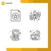 grupo de 4 signos y símbolos de colores planos de línea rellena para la interfaz del documento responder a la lectura de chat elementos de diseño de vectores editables