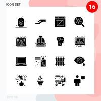 Vector Pack of 16 Icons in Solid Style Creative Glyph Pack isolated on White Background for Web and Mobile Creative Black Icon vector background