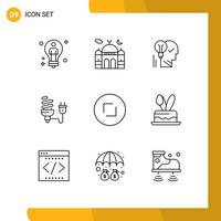 Set of 9 Modern UI Icons Symbols Signs for success personal moon mind idea Editable Vector Design Elements
