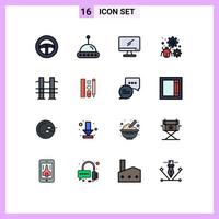 conjunto de 16 iconos de interfaz de usuario modernos signos de símbolos para configuración de dispositivo de equipo de viaje elementos de diseño de vector creativo editable antivirus