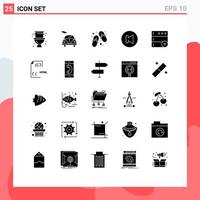 Universal Icon Symbols Group of 25 Modern Solid Glyphs of coding delete shoes database multimedia Editable Vector Design Elements