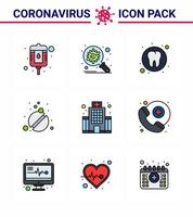 25 conjunto de iconos de emergencia de coronavirus diseño azul, como atención hospitalaria, tabletas dentales, medicina, coronavirus viral 2019nov, elementos de diseño de vectores de enfermedades