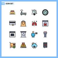 Universal Icon Symbols Group of 16 Modern Flat Color Filled Lines of money microbe brainstorming laboratory biology Editable Creative Vector Design Elements