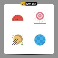 Group of 4 Flat Icons Signs and Symbols for dash space breakfast food biology Editable Vector Design Elements