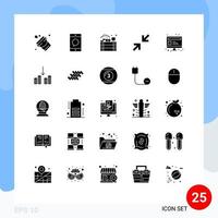 Modern Set of 25 Solid Glyphs and symbols such as seo zoom mobile arrow farming Editable Vector Design Elements