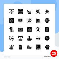 Pictogram Set of 25 Simple Solid Glyphs of web drum new corps magnifier Editable Vector Design Elements